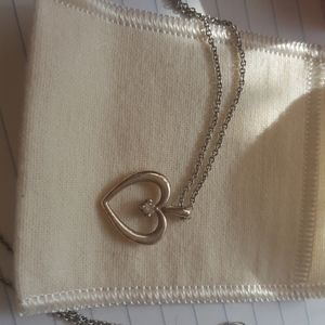 James Avery SS heart w diamond pendant-20 SS chain